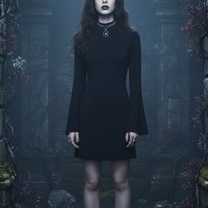 Susana Monaco "Izzie" Black Bell Sleeved Dress